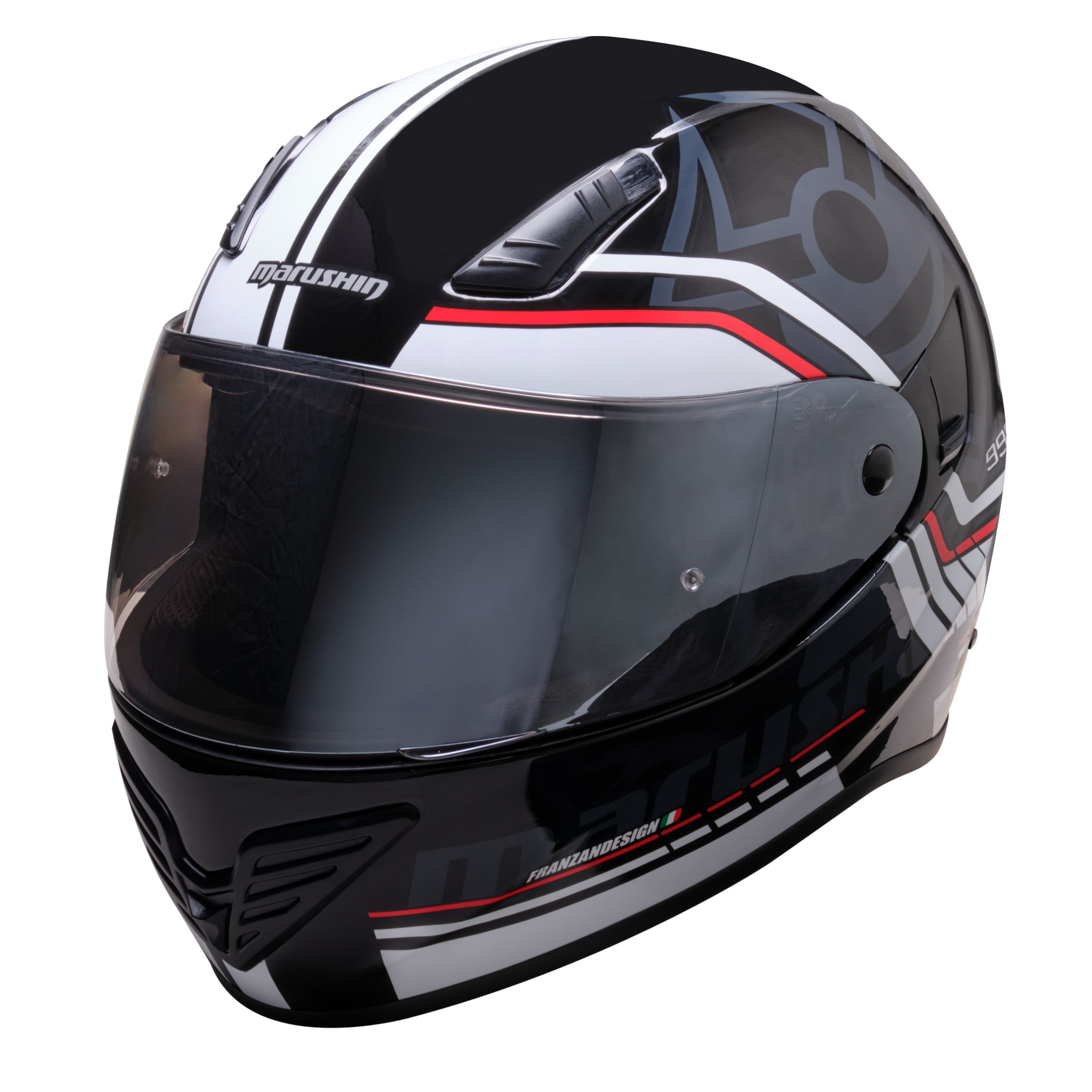 Marushin FullFace 999 RS Comfort, Laser white / red XL