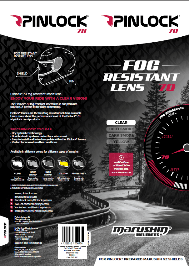 Marushin Pinlock sheet for NZ visors, clear